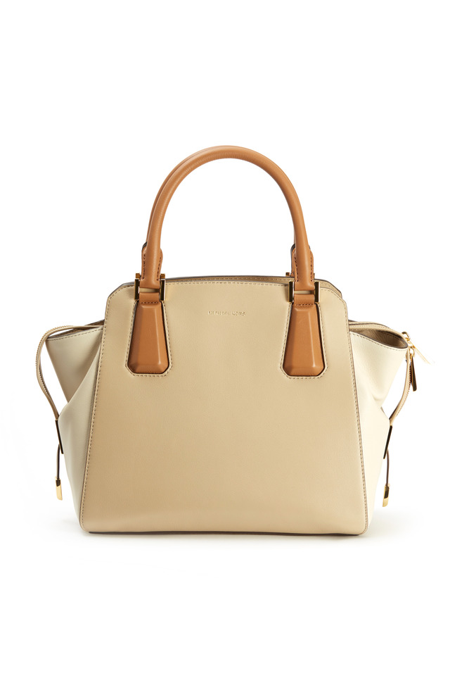 Miranda Tan Colorblock Leather Satchel