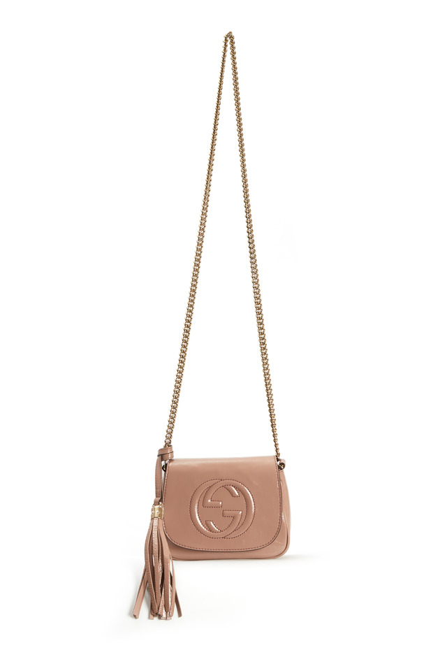Soho Blush Patent Leather Front Flap Chain Bag