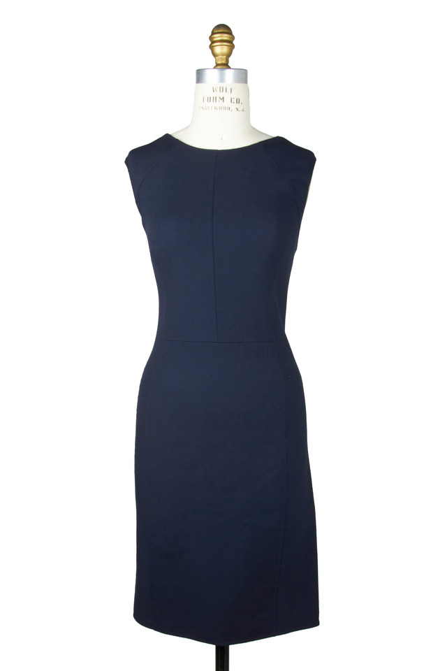 Navy Blue Crepe Dress