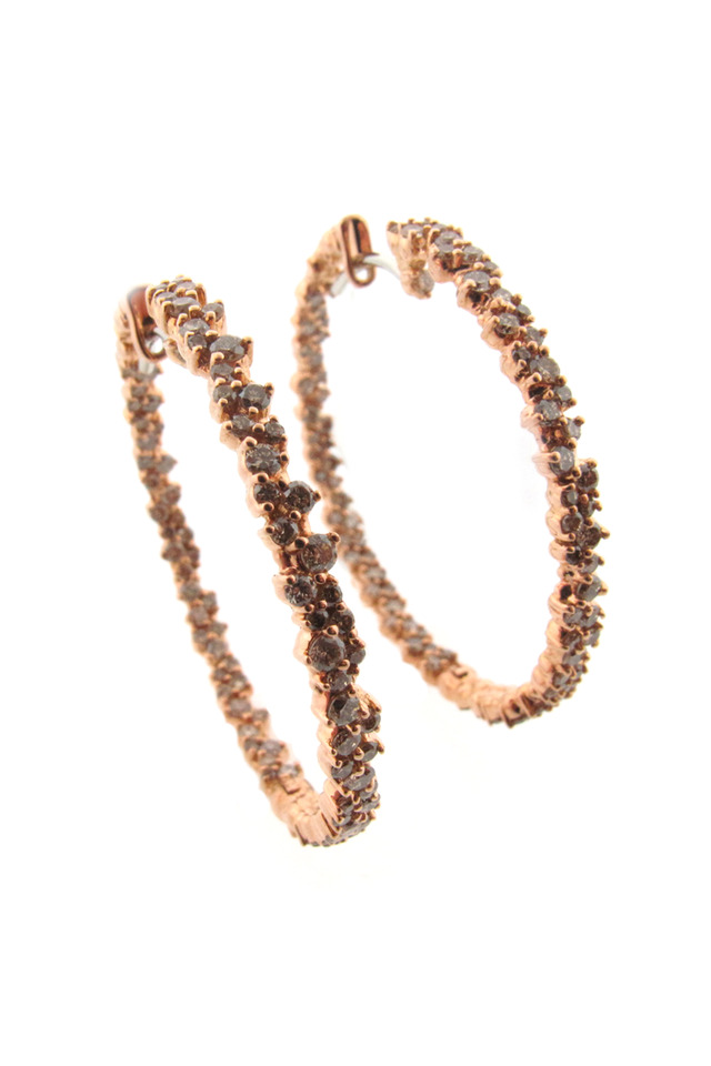 20K Pink Gold Confetti Diamond Hoops