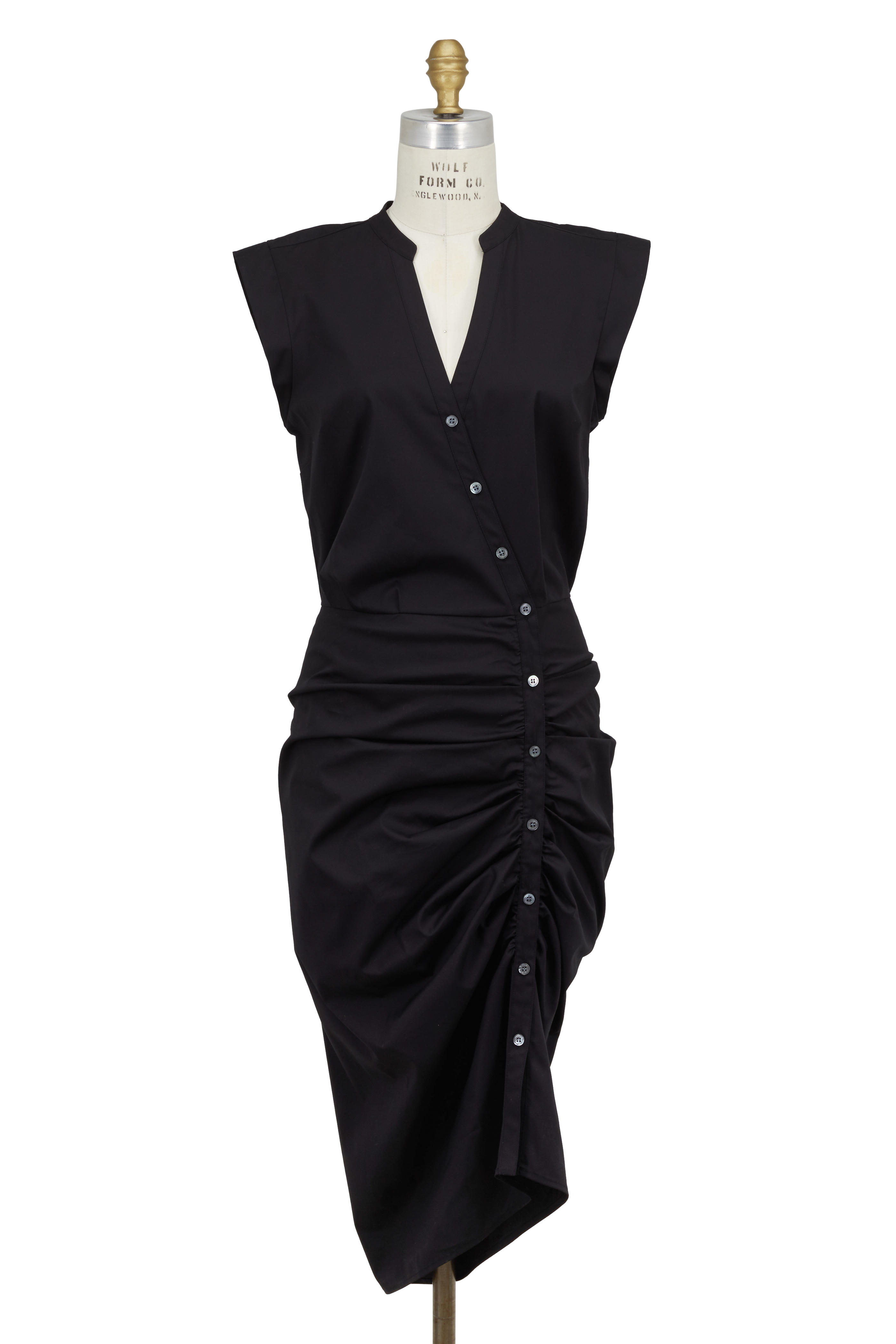 veronica beard black ruched dress