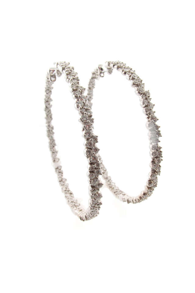 White Gold Diamond Confetti Hoop Earrings