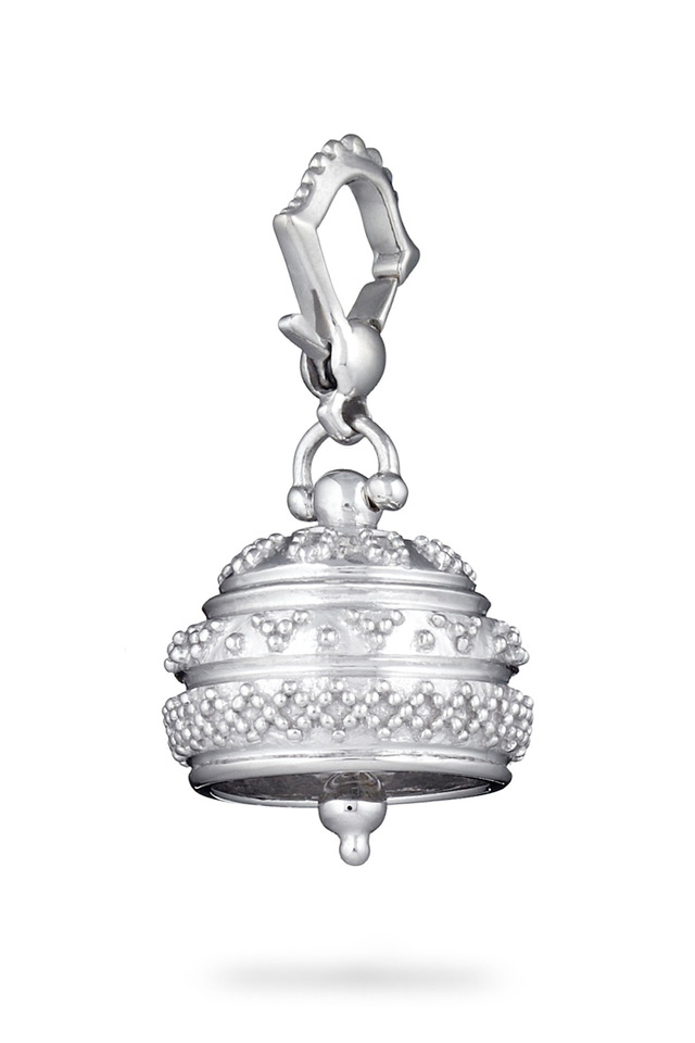 Meditation Bell Silver Granulated Pendant