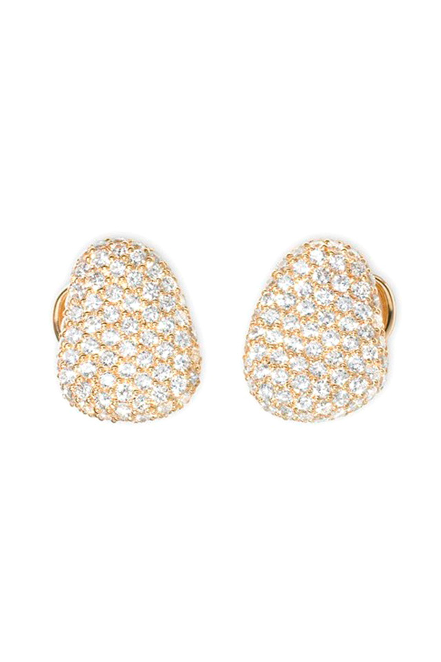 Yellow Gold Diamond Pebble Earrings