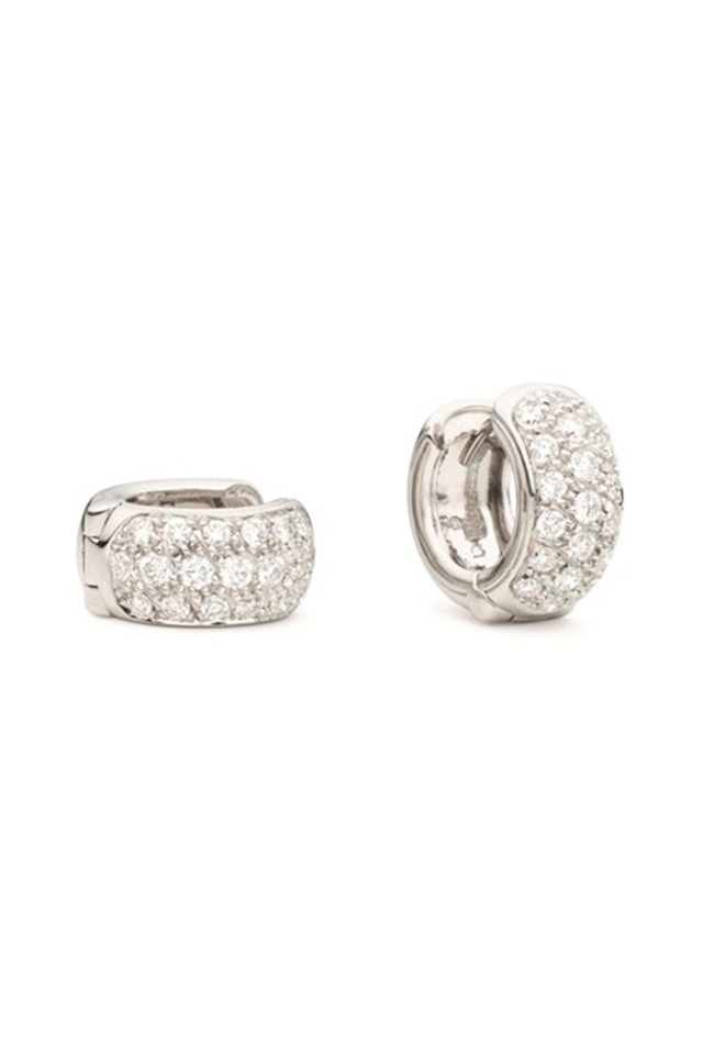 White Gold Mini Snap Diamond Huggie Earrings
