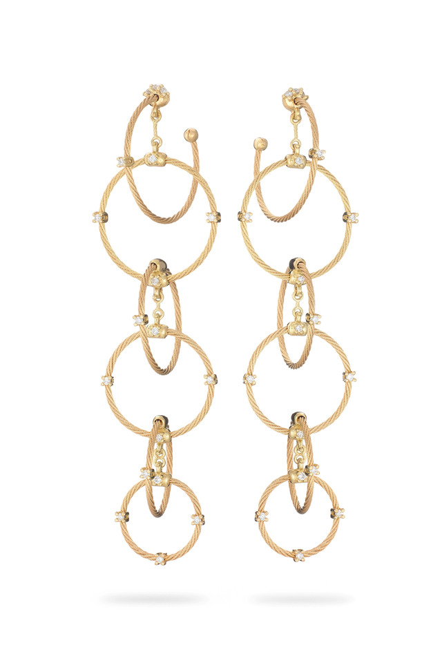 18K Gold & Diamond Chain Wire Earrings