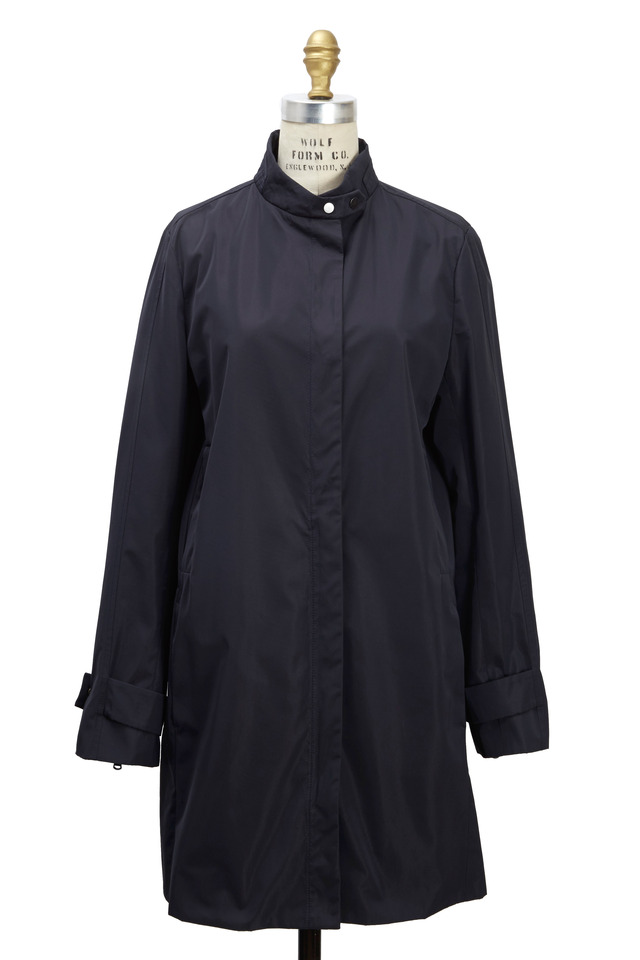 Navy Blue Taffeta Trenchcoat