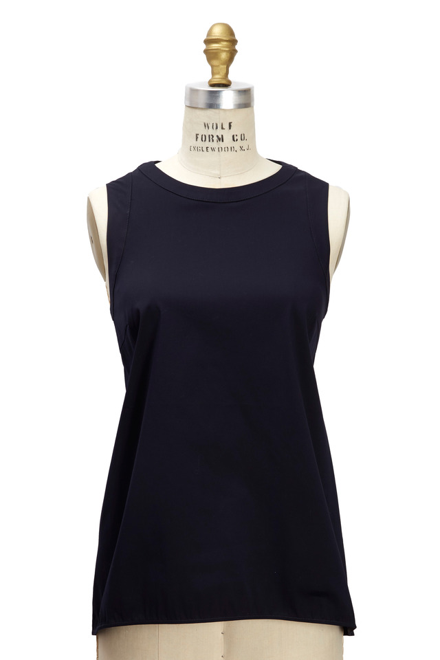 Navy Blue Poplin Blouse