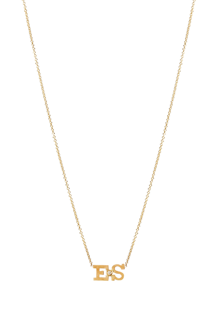 Yellow Gold Double Initial Diamond Pendant