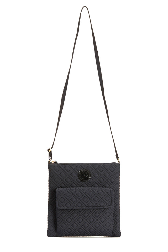 Black Nylon Quilted North South Crossbody Bag