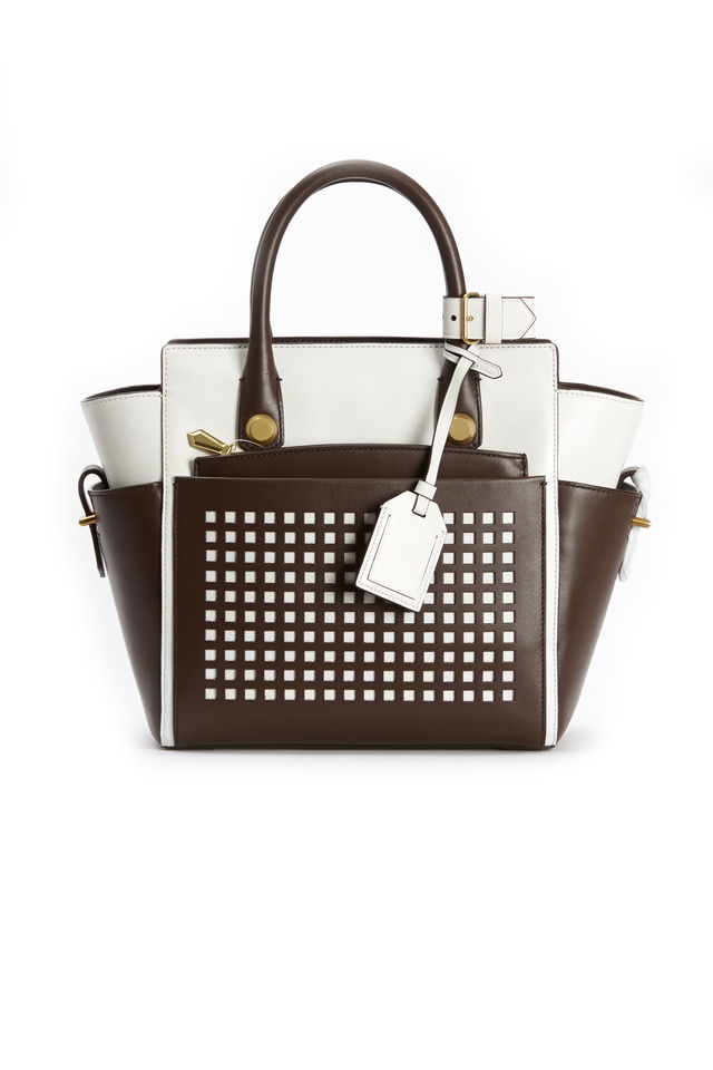 Atlantique Bark & White Leather Mini Tote