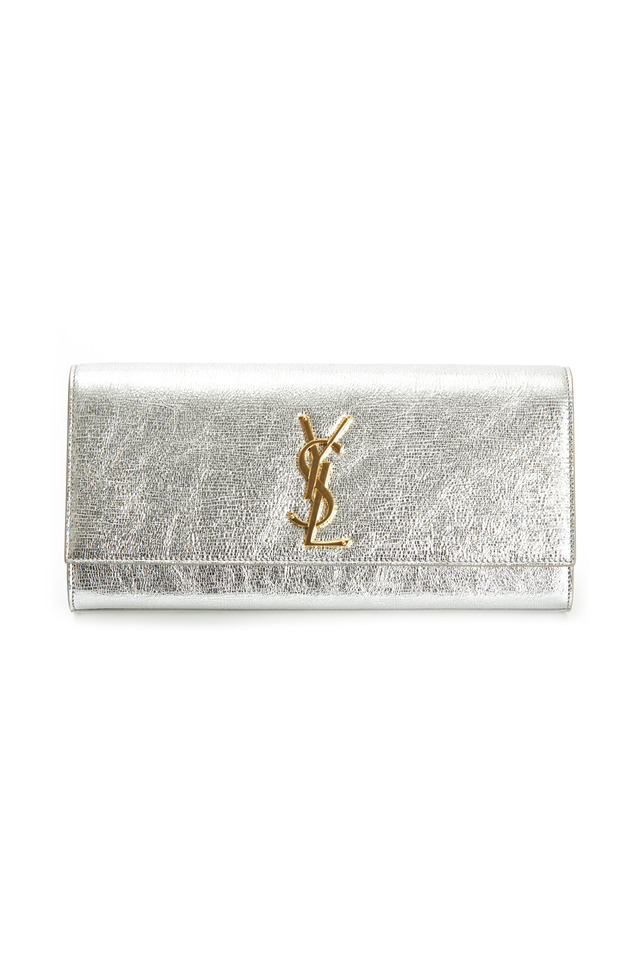 Cassandre Metallic Silver Micro Twill Clutch