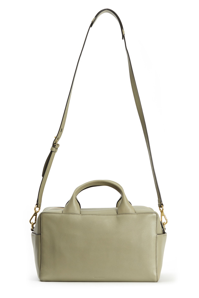 Grey Leather Milled Track Satchel
