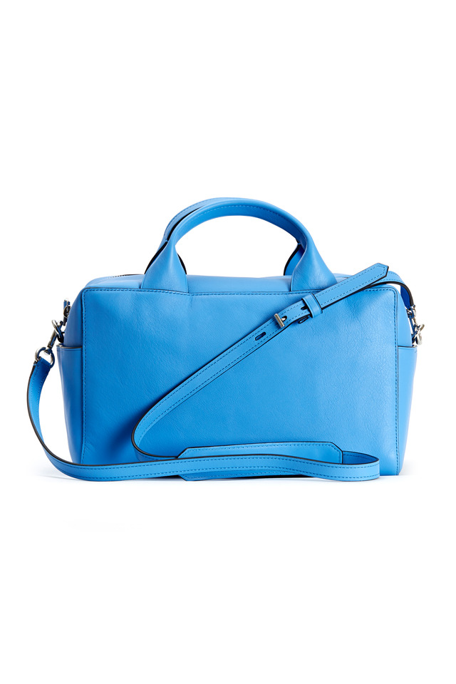Track Sky Blue Leather Satchel