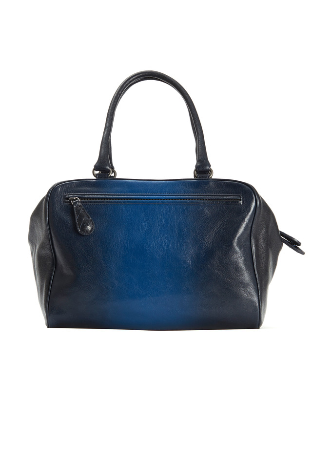 Brera Blue Ombre Leather Zip Satchel