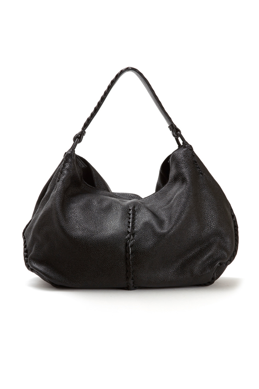 Black Washed Cervo Hobo Bag