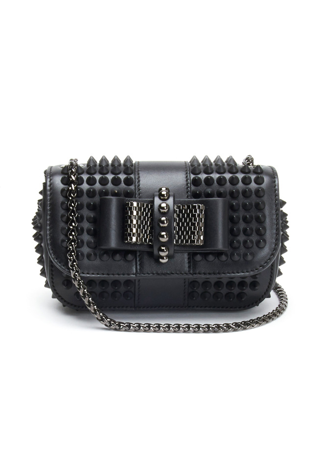 Mini Black Leather Stud Crossbody Handbag