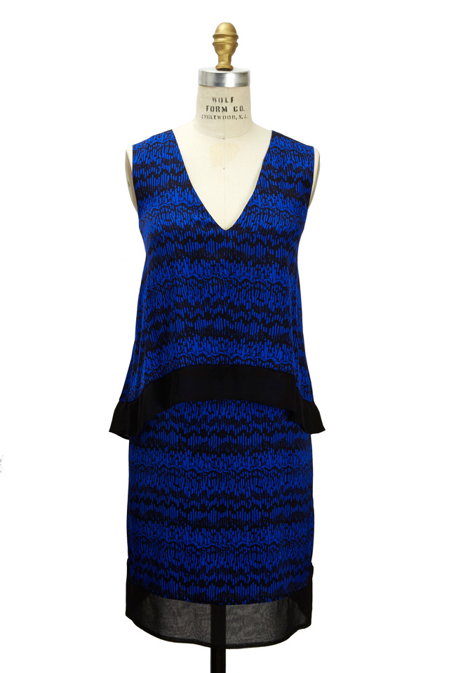 Blue & Black Silk Dress