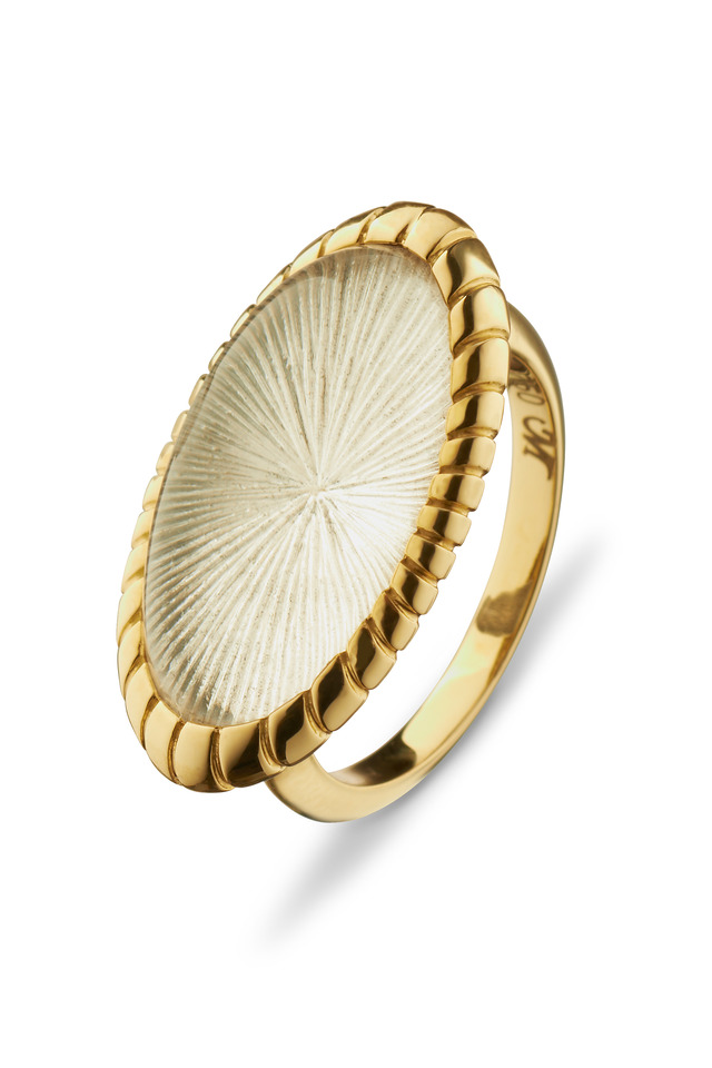 Gold Rock Crystal Starburst Ring
