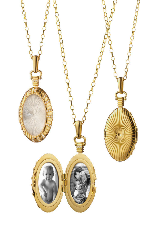 Yellow Gold Crystal Starburst Locket Necklace