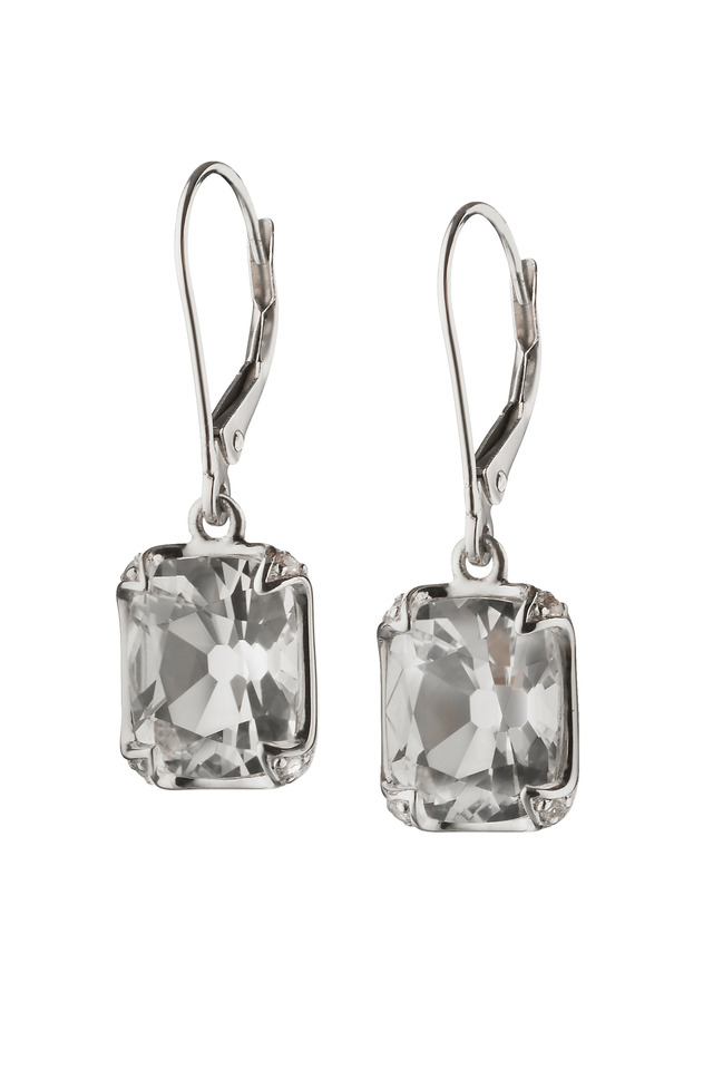 Sterling Silver Crystal & Sapphire Dangle Earrings