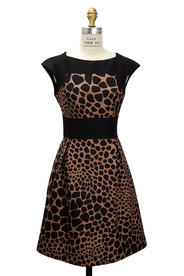 Giraffe Jacquard Blocked Bell Dress