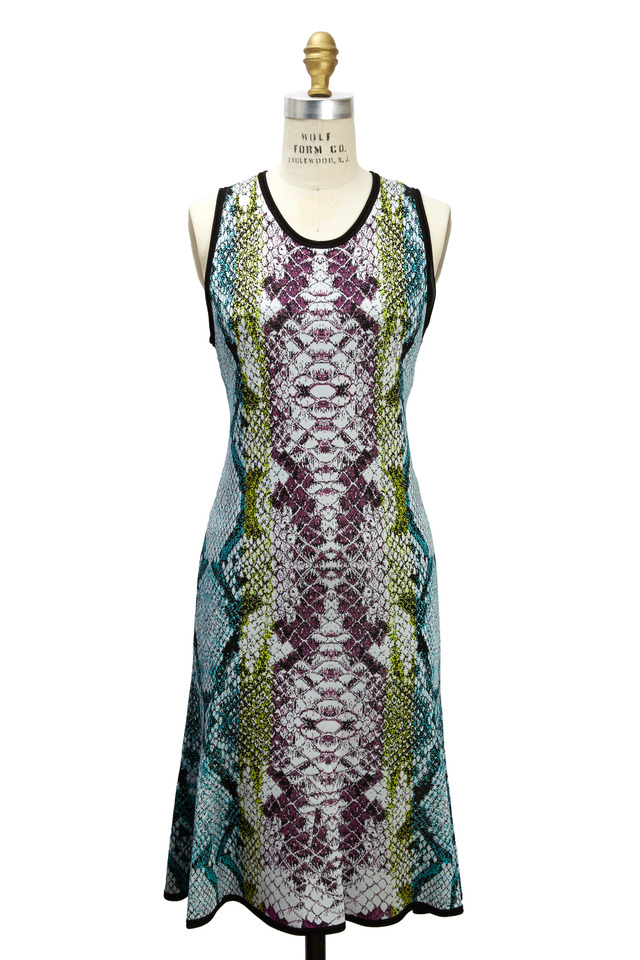 Multicolored Snake Print Knit Dress