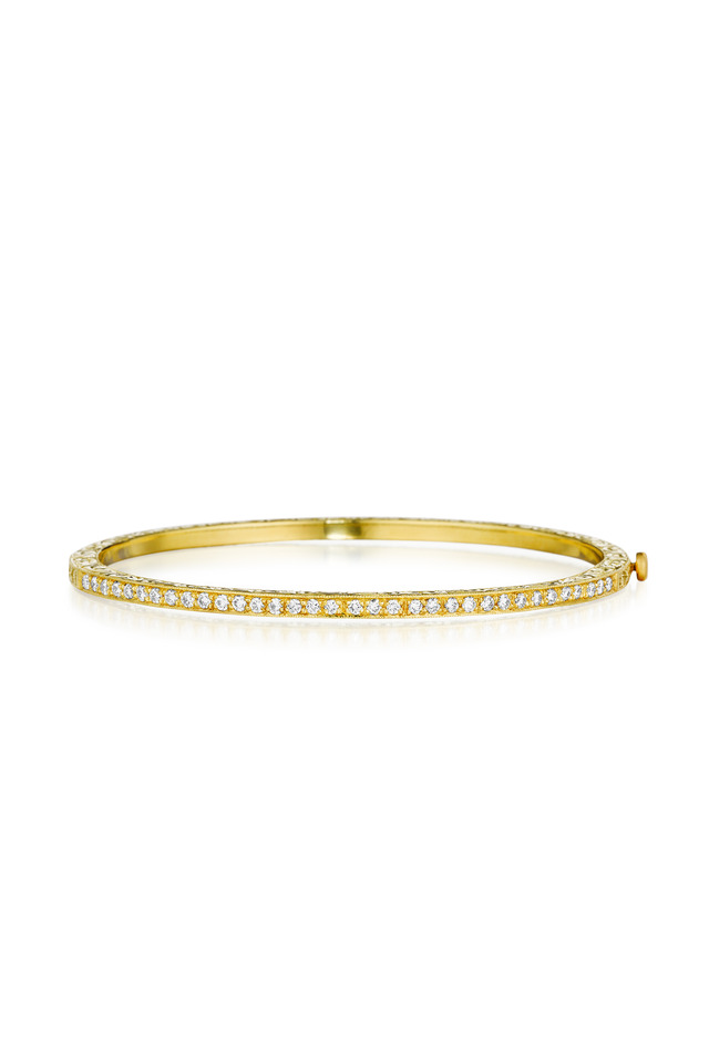 Gold Pavé-Set Diamond Bangle