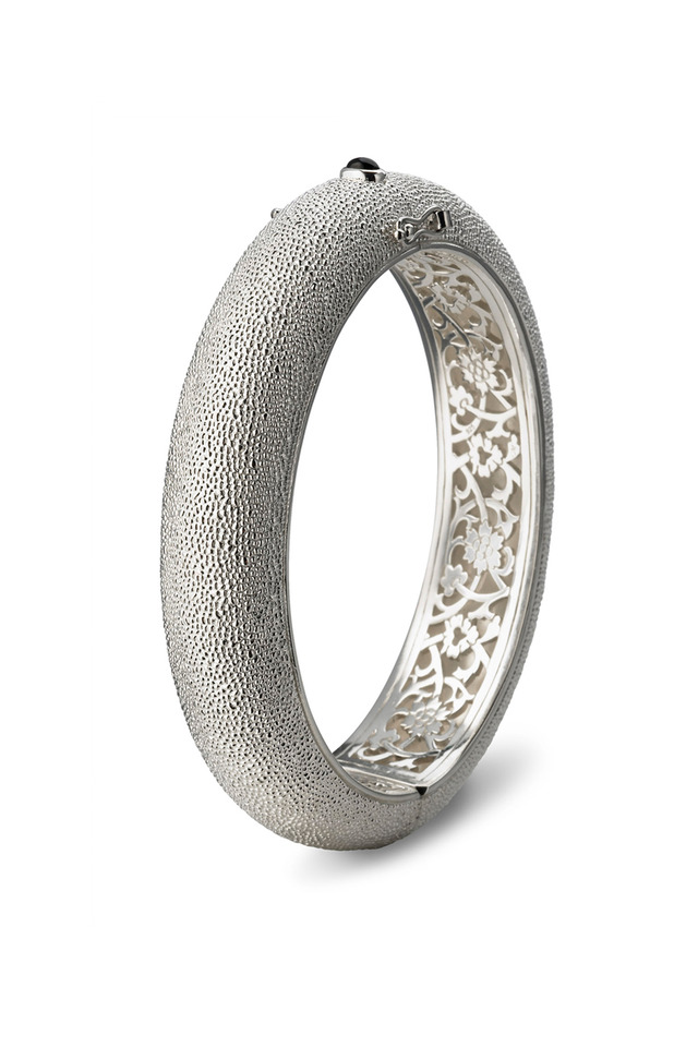 Sterling Silver Narrow Black Onyx Cuff Bracelet
