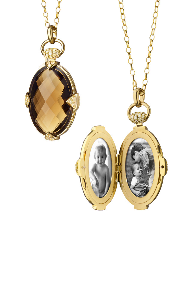 Yellow Gold Smokey Quartz Stone Locket