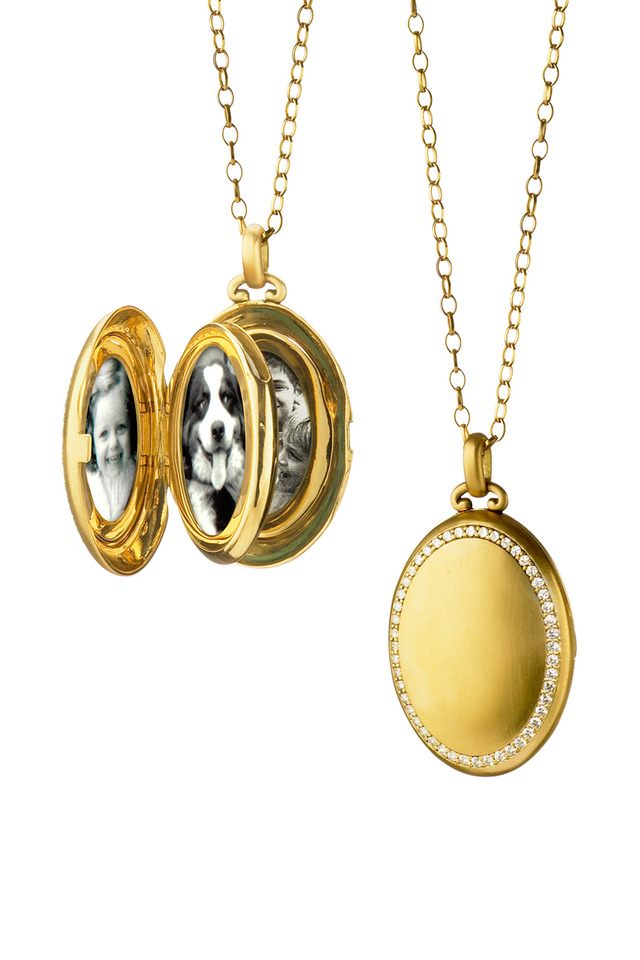 Yellow Gold Oval Diamond Locket Necklace