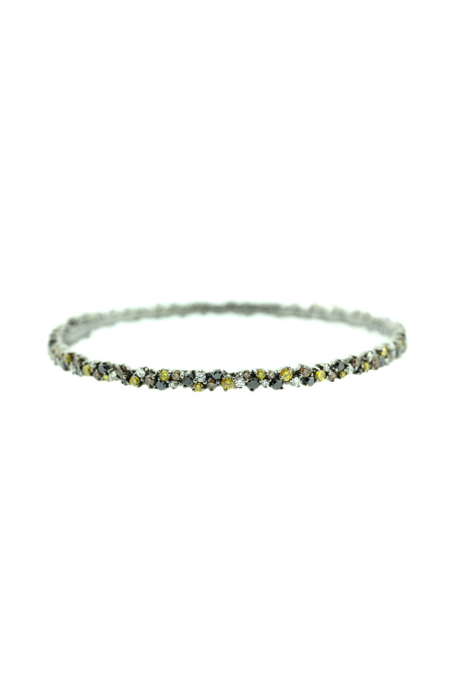White Gold Multicolored Confetti Bangle Bracelet