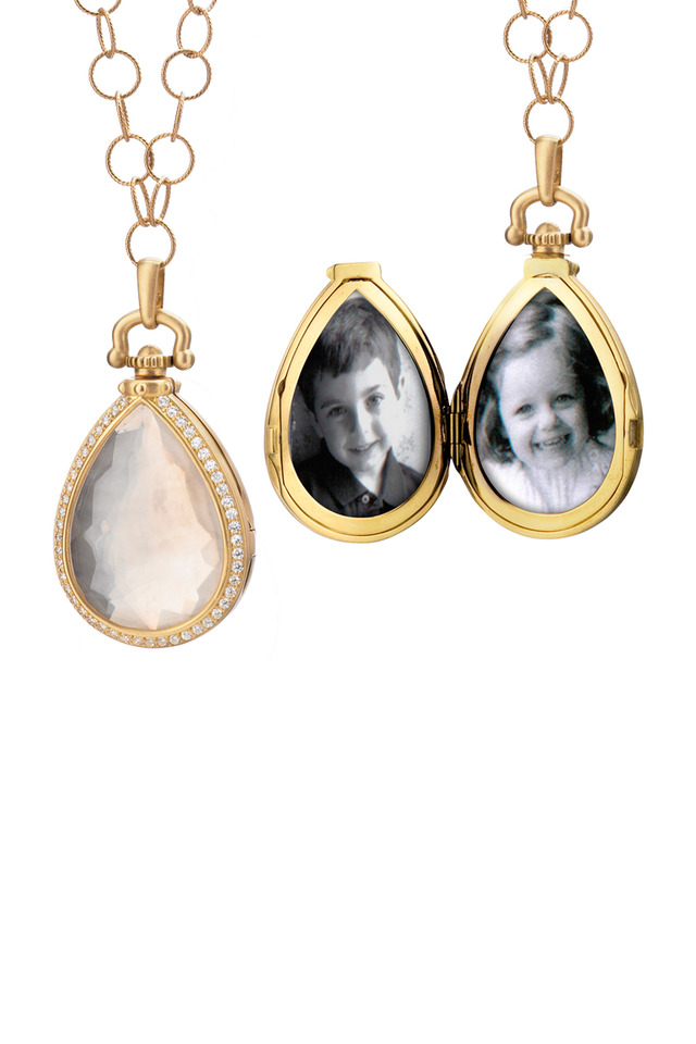 Yellow Gold Teardrop Girasol Stone Diamond Locket