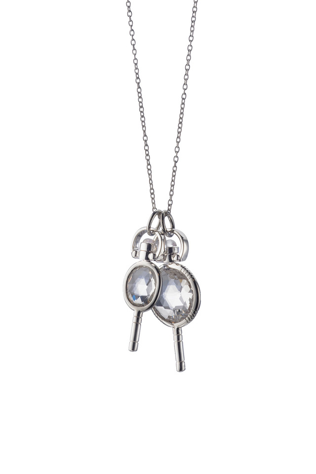 Sterling Silver Rock Crystal Keys Necklace