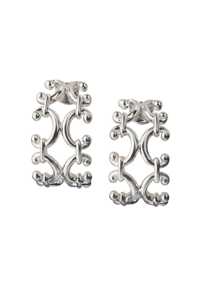 Sterling Silver Scroll Huggie Earrings