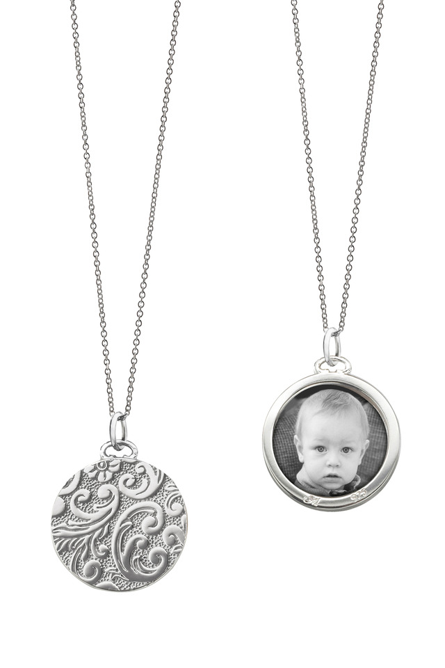 Sterling Silver Round Floral Case Necklace