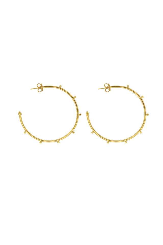 18K Yellow Gold Granulated Hoops
