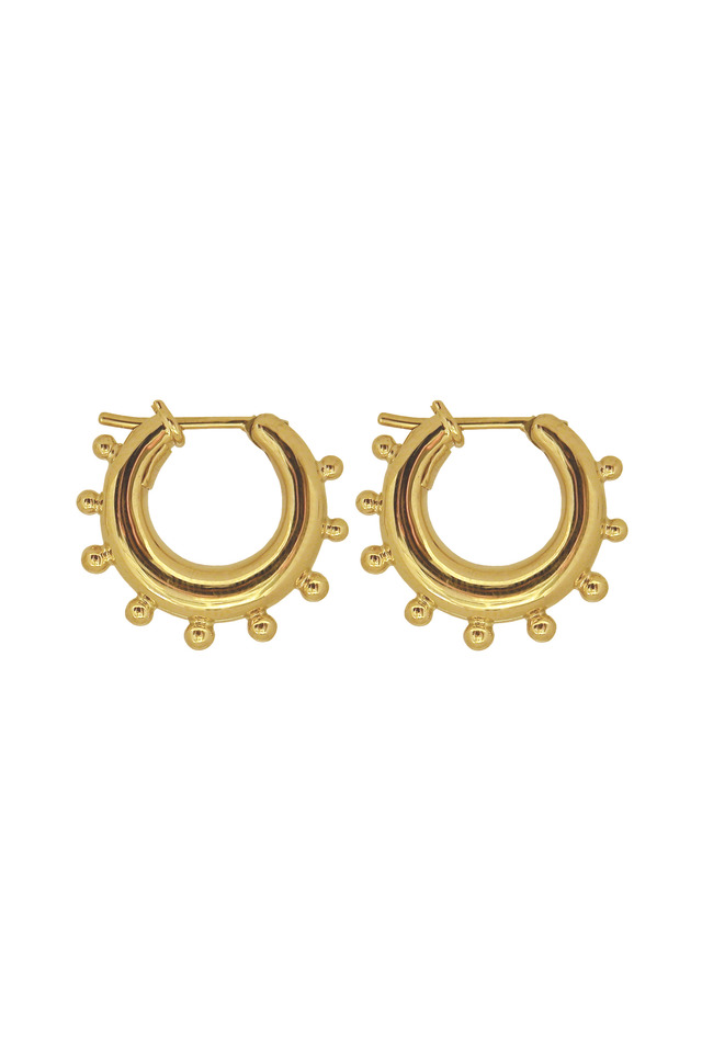 Yellow Gold Granulated Hoop Earrings