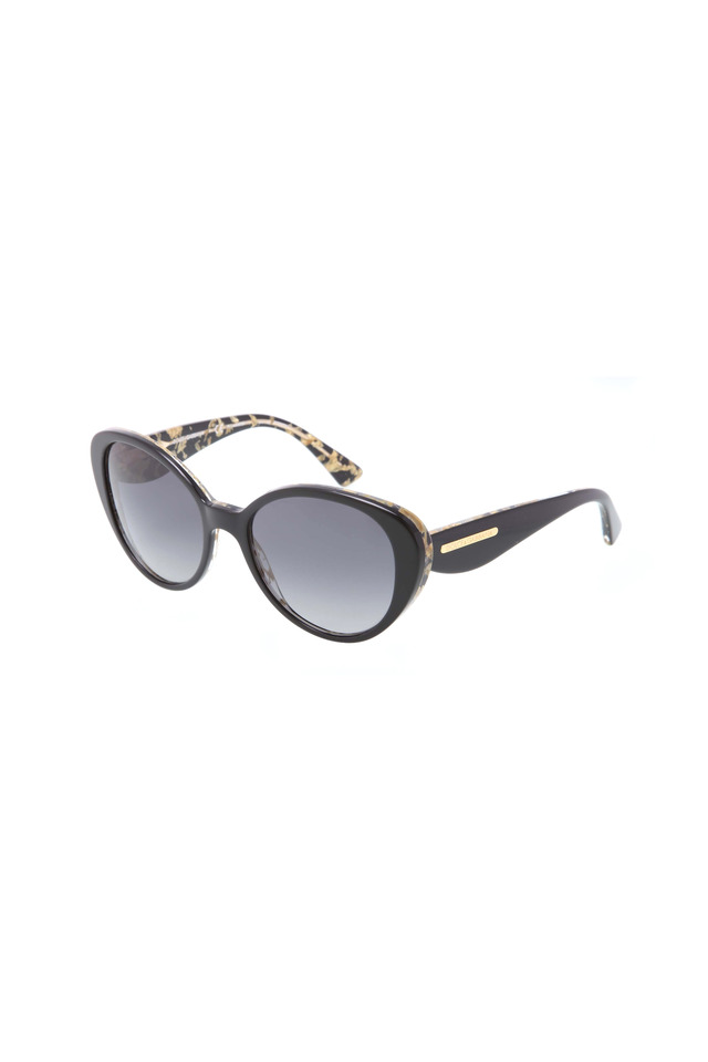 Round Black Gold Leaf Sunglasses