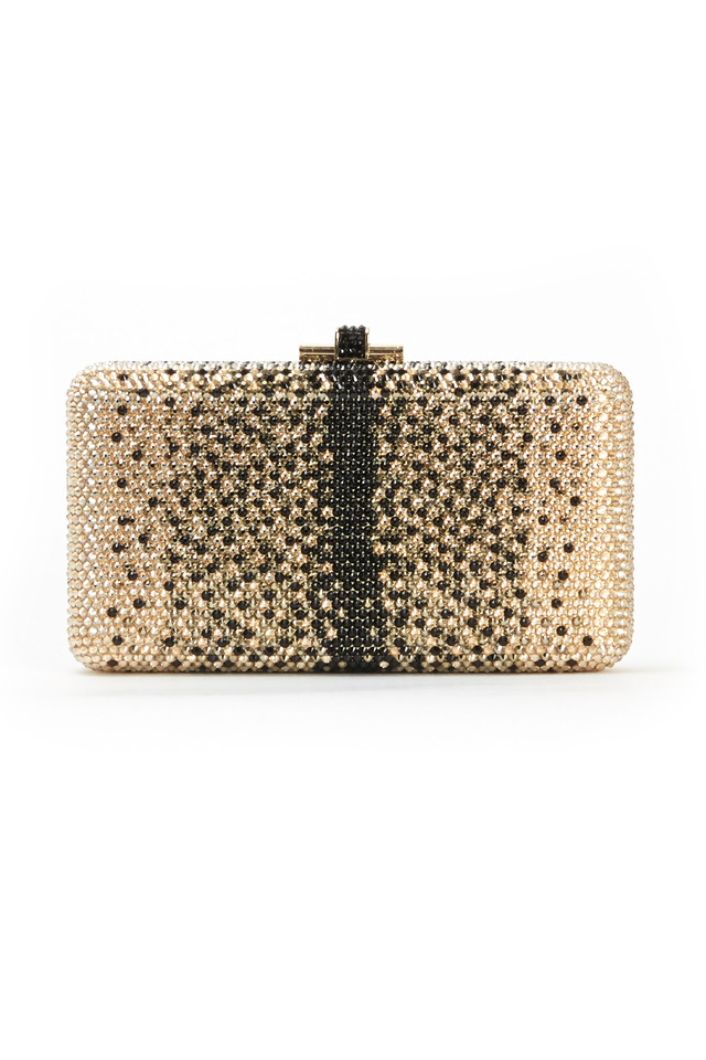 Champagne And Black Beaded Rectangle Minaudier