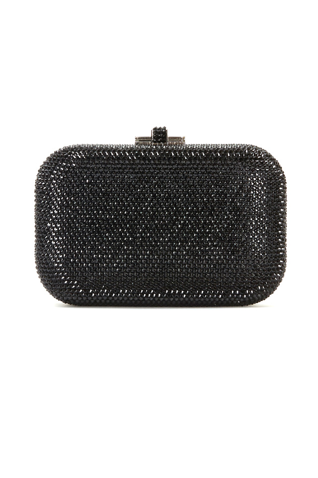 Jelly Jet Black Beaded Minaudiere Clutch