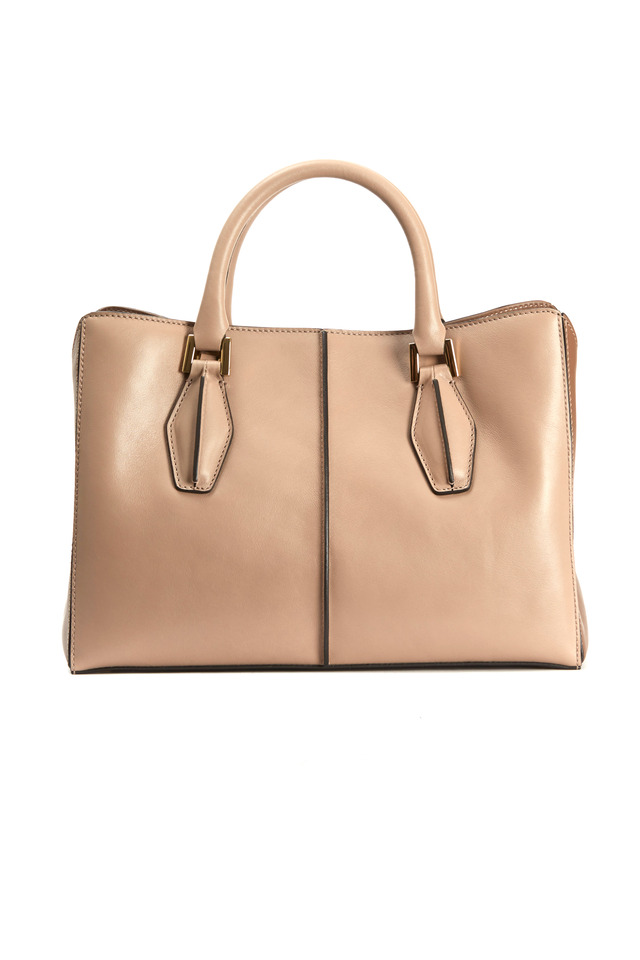 Taupe Leather Small D Cube Handbag