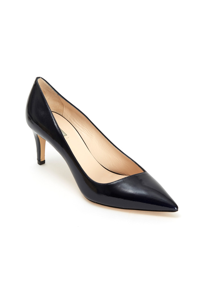 Blue Saffiano Sport Patent Leather Pumps