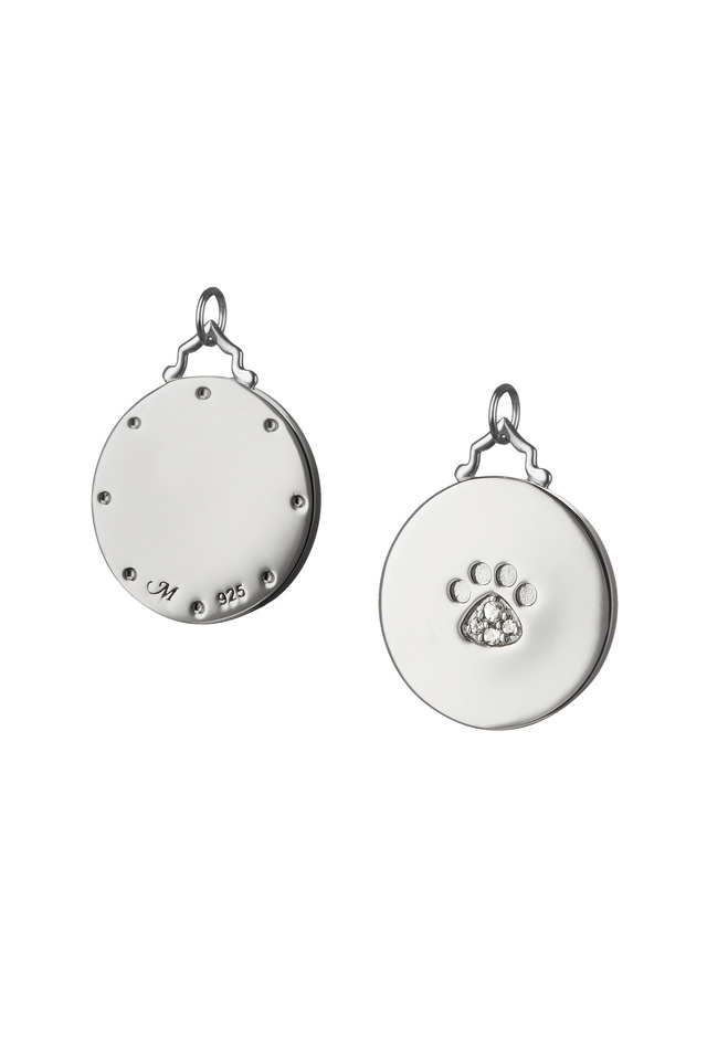 Sterling Silver White Sapphire Paw Print Disc