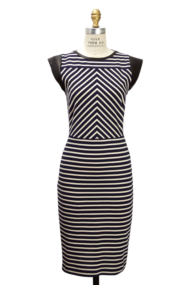 Navy Blue & White Jersey Dress