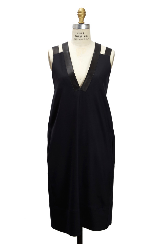Midnight Wool & Leather Dress