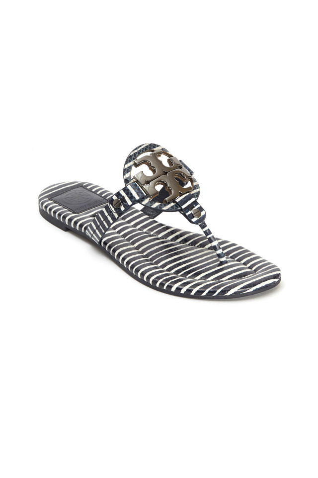 Miller Blue & White Logo Thong Sandals