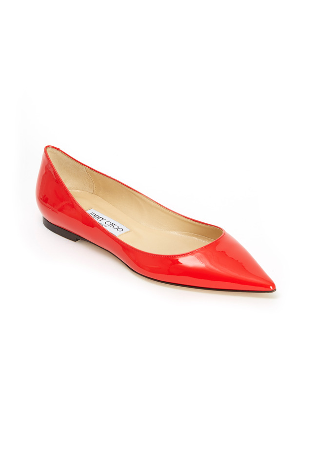 Alina Orange Patent Leather Pointed Flats