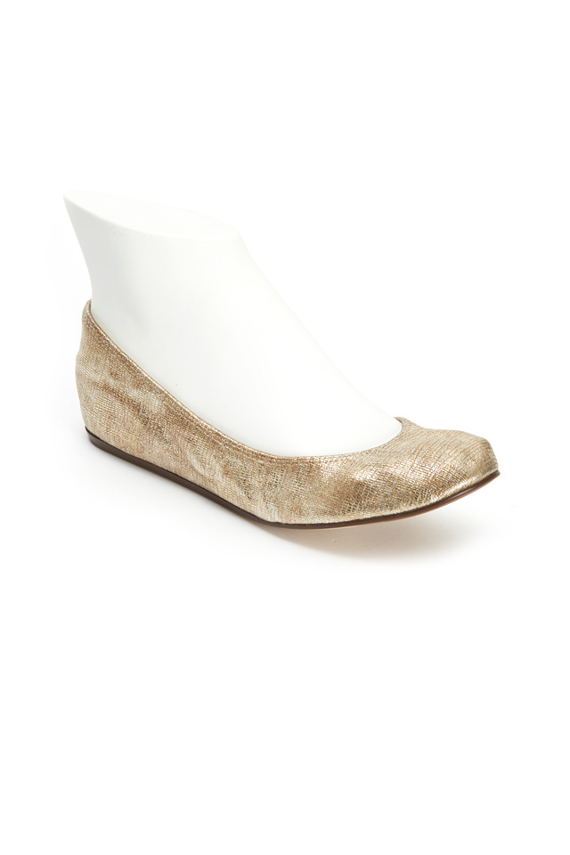 Classic Platinum Laminated Lambskin Ballet Flats