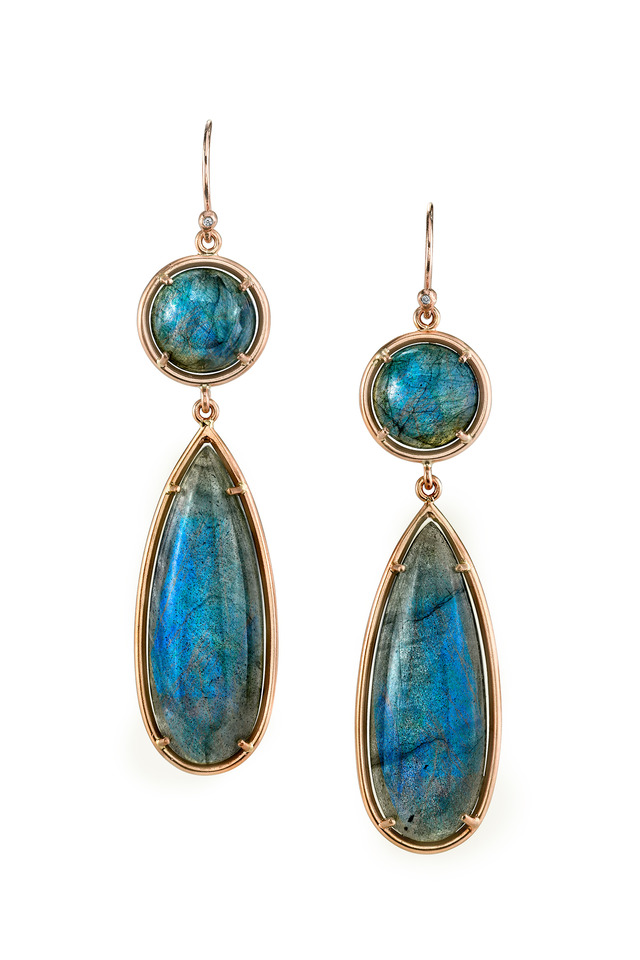 Rose Gold Labradorite Drop Earrings